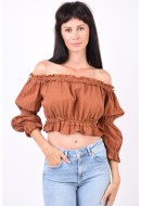 Bluza Dama Vero Moda Vmmilla Crop 3/4 Sugar Brown